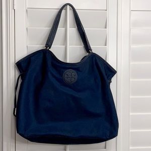 Navy Tory Burch Nylon Drawstring Tote